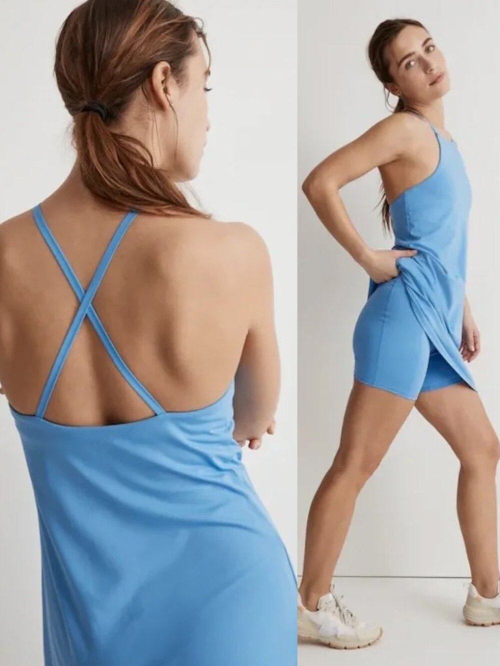 NEW Madewell MWL Women's XS Flex 2.0 Fitness Dress in Oasis Blue $88 Tennis NWT - Picture 2 of 16